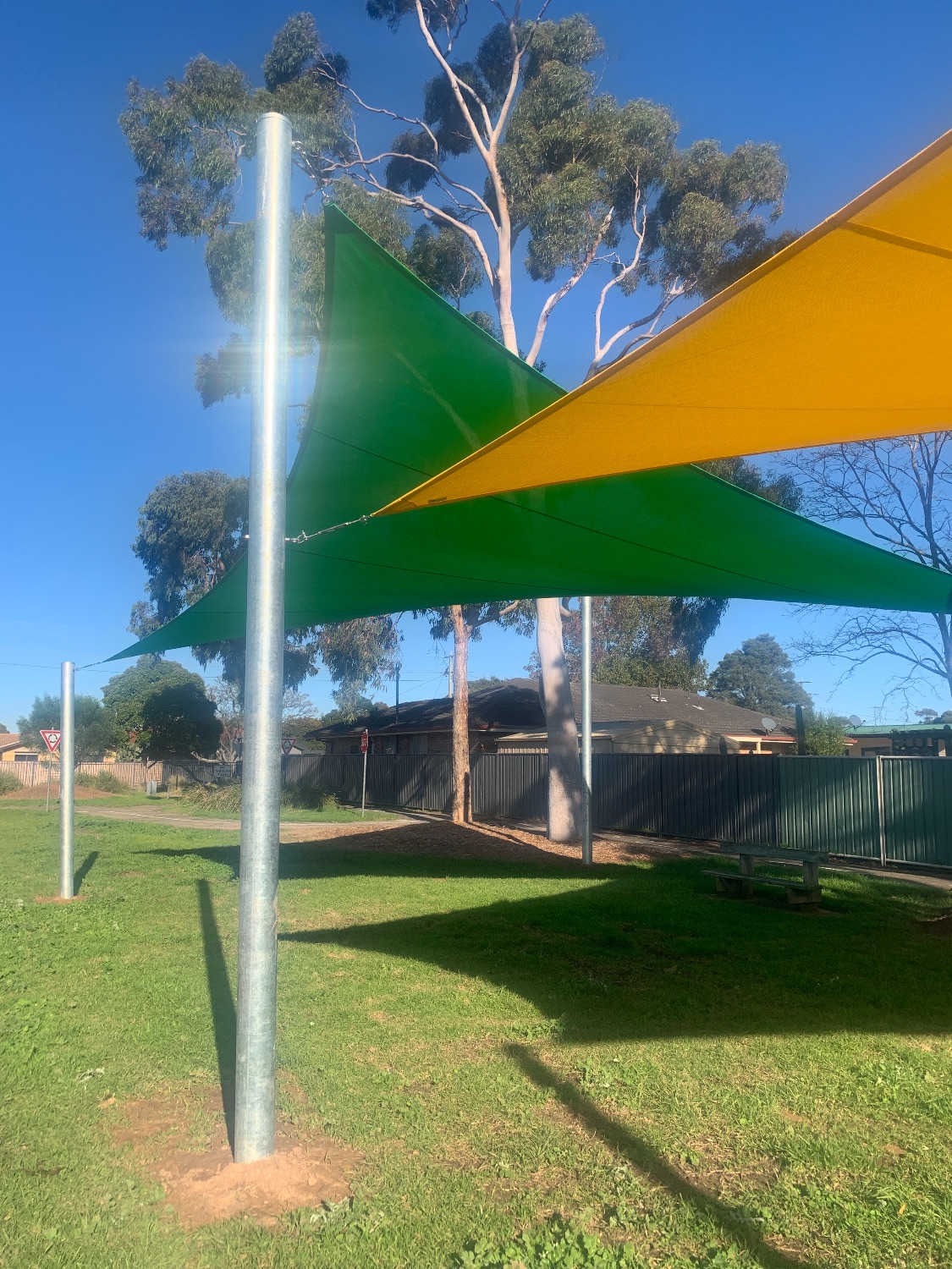 Regional School Shade Sails - Green and Gold