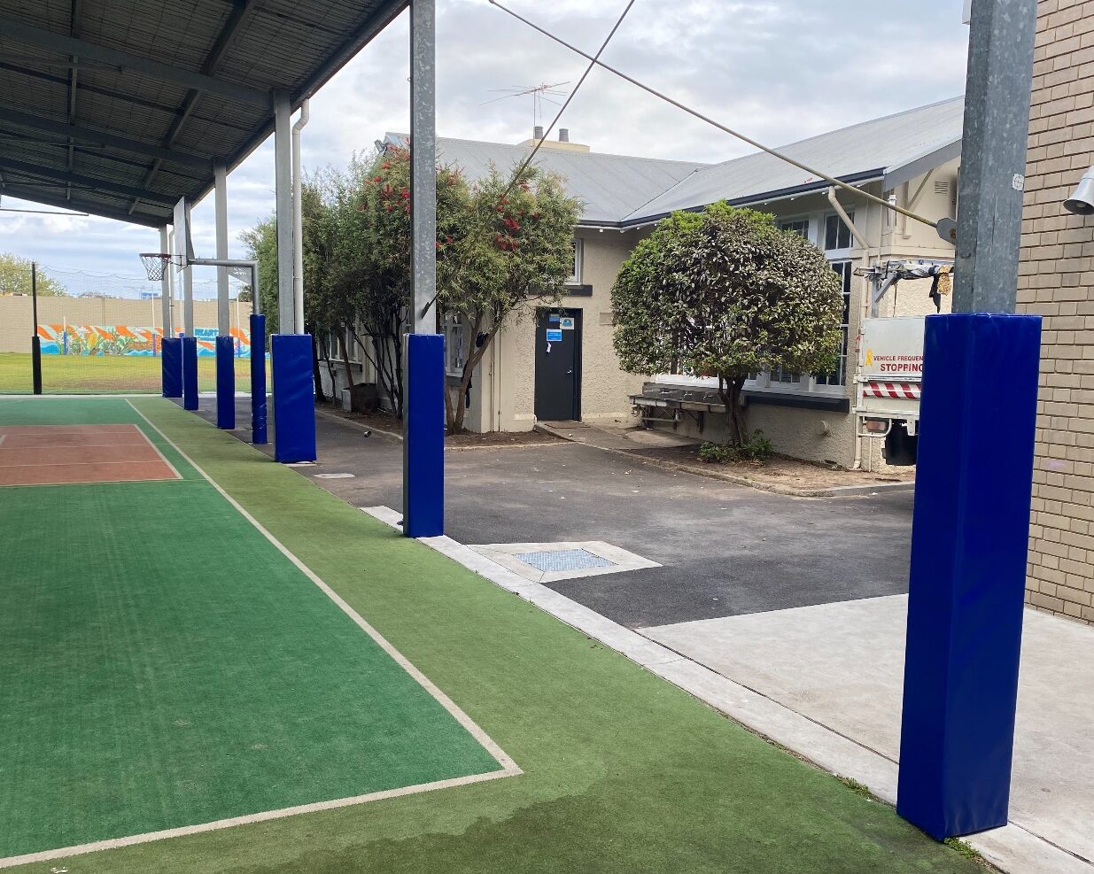 Post Pads - Covered Outdoor Learning Area - COLA Post Pads - Safety Pads - School Pole protectors