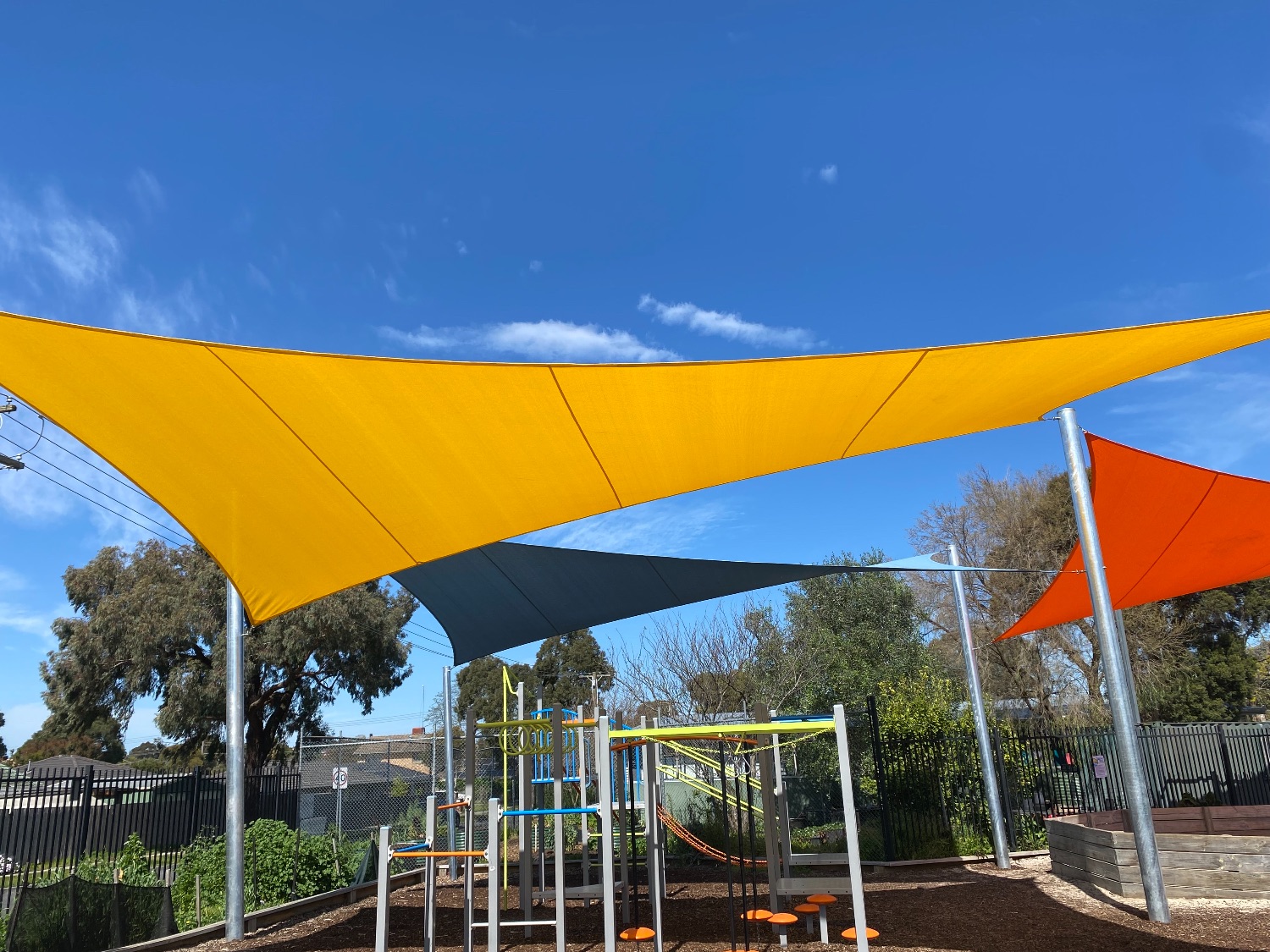 School Shade Sails - Shade Grant - Orange Shade Sail - Yellow Shade Sail - Playground Shade Sail